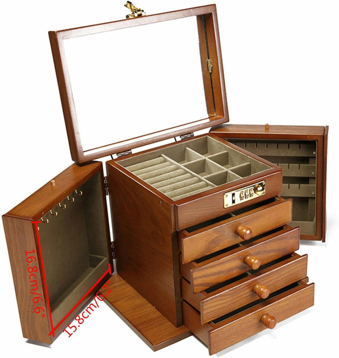 Schmuckschrank Holz Schmuckkästchen 5 Schichten Schmuckschatulle Schmuckkasten aus Holz Schmuck Orga