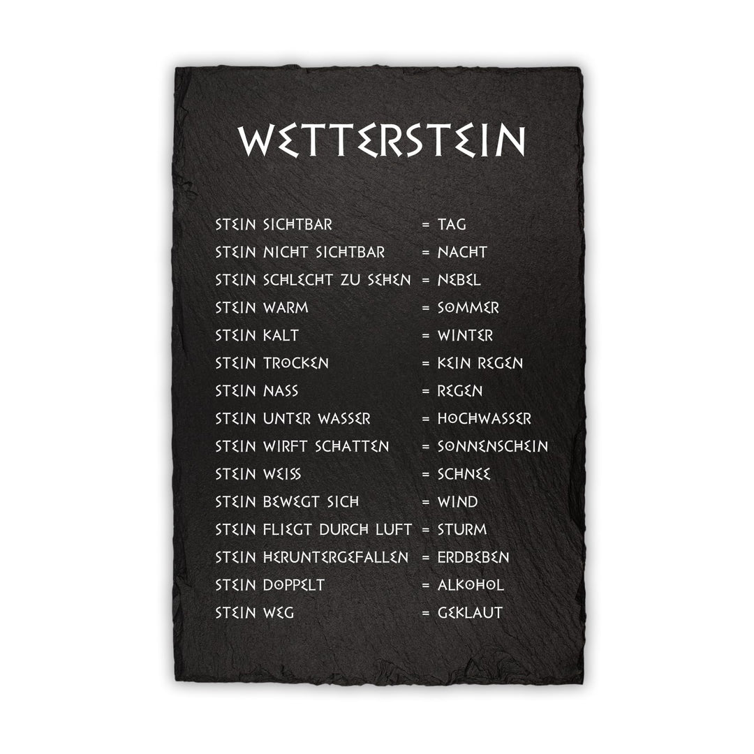 Finest Folia Wetterstein Wetterstation 20x30cm Schieferplatte für Garten Balkon Deko Schiefertafel T