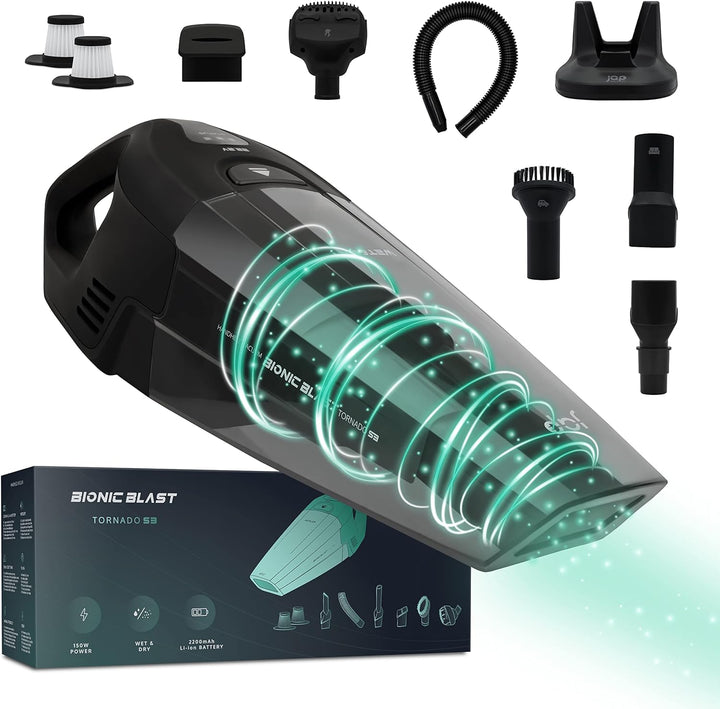 JAP Handstaubsauger Akku S3 - Testsieger Beutellos Handsauger Kabellos - 10000pA 22.2V - Nass Trocke