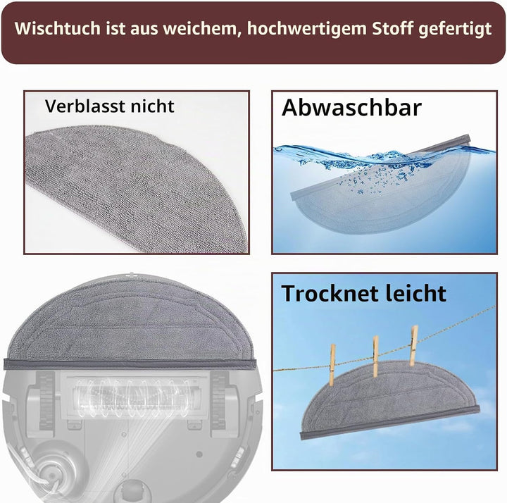 Q10S5 Zubehör Ersatz Kompatibel für Roborock Q10 S5/S5+ Plus Saugroboter, 1 Hauptbürste, 2 Filter, 4