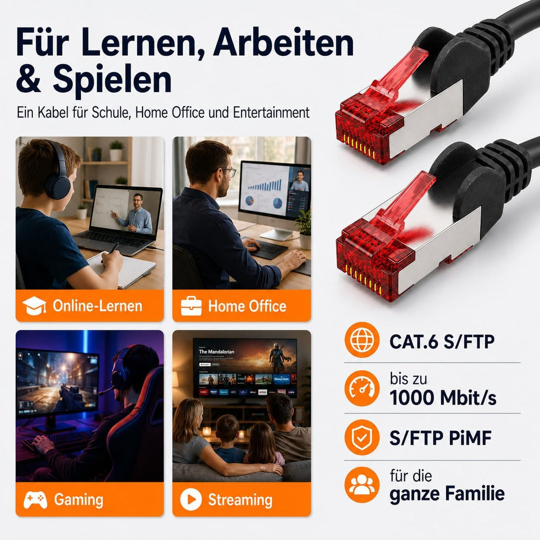 1 aTTack CAT6 PIMF SSTP Netzwerk Patch-Kabel mit 2 x RJ45 Stecker doppelt geschirmt - blau - 10 Stüc
