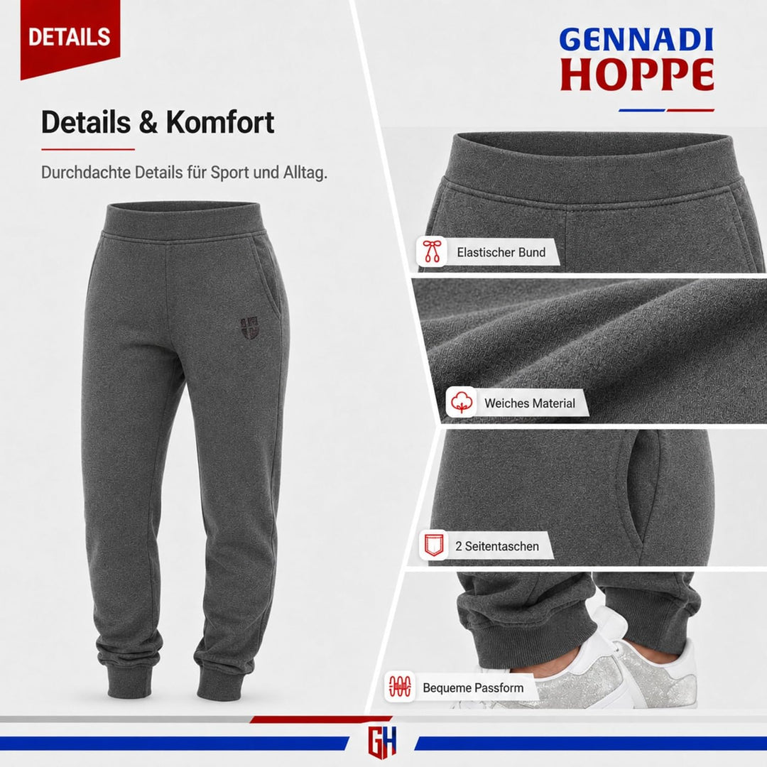 Gennadi Hoppe Jogginghose Damen mit Elastischem Bund - Atmungsaktive Baumwolle Freizeithose Damen -