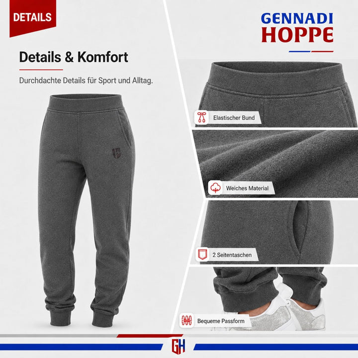 Gennadi Hoppe Jogginghose Damen mit Elastischem Bund - Atmungsaktive Baumwolle Freizeithose Damen -