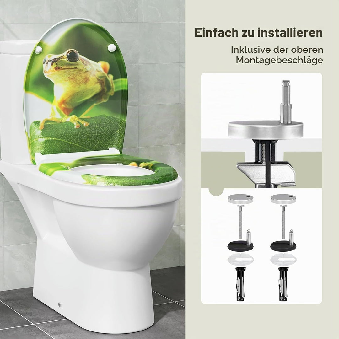 eSituro Toilettendeckel, WC Sitz mit Absenkautomatik, Klodeckel mit Schnellverschluss, 360° verstell