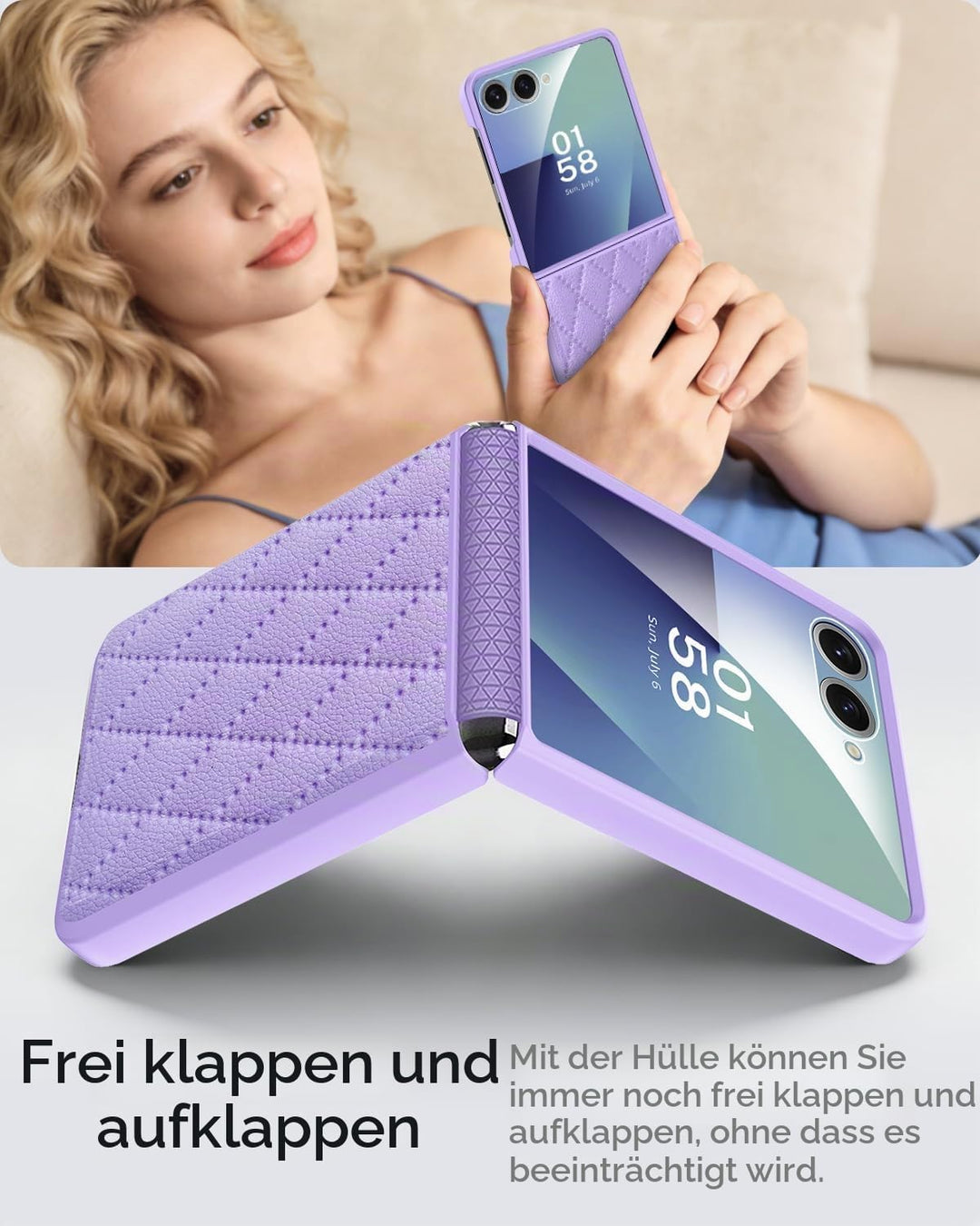 Miimall Kompatibel mit Samsung Galaxy Z Flip 7 Hülle mit Scharnierschutz &amp; Displayschutz, [Elegant L