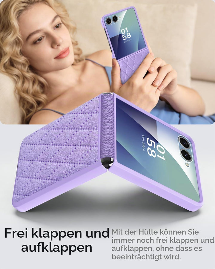 Miimall Kompatibel mit Samsung Galaxy Z Flip 7 Hülle mit Scharnierschutz &amp; Displayschutz, [Elegant L