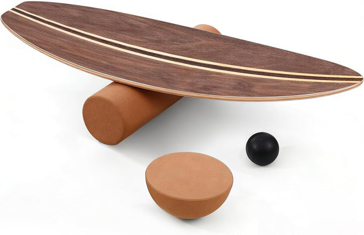 Balance Board, Holz Balance Board Erwachsene Gleichgewichtstrainer Mit Korkrolle, Kork Halbkugel und
