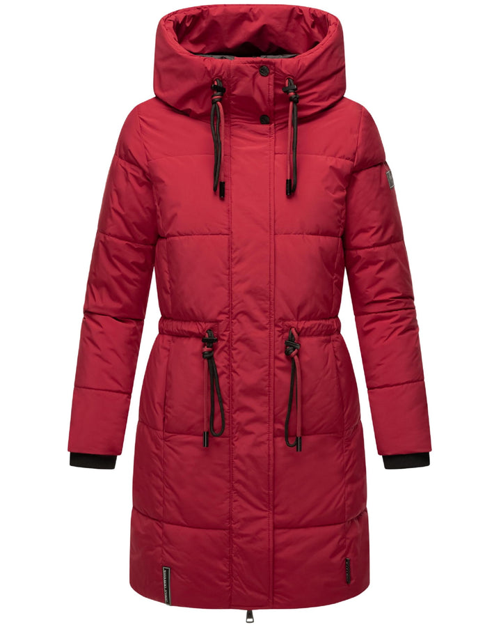 Navahoo Damen Wintermantel kurzer Steppmantel mit Kapuze Zuckertatze XIV XS-XXL XS Dark Red, XS Dark