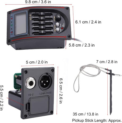 LCD 5-Band-Akustikgitarren-Vorverstärker-EQ LC-5 Equalizer-Tuner Piezo-Pickup-Equalizer-Pickup-Tuner