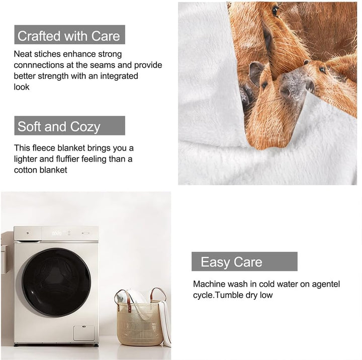 Capybara Collage Flanell Decke, Beliebte Kuscheldecke mit vielen Capybaras, Tierdecke als Geschenk,