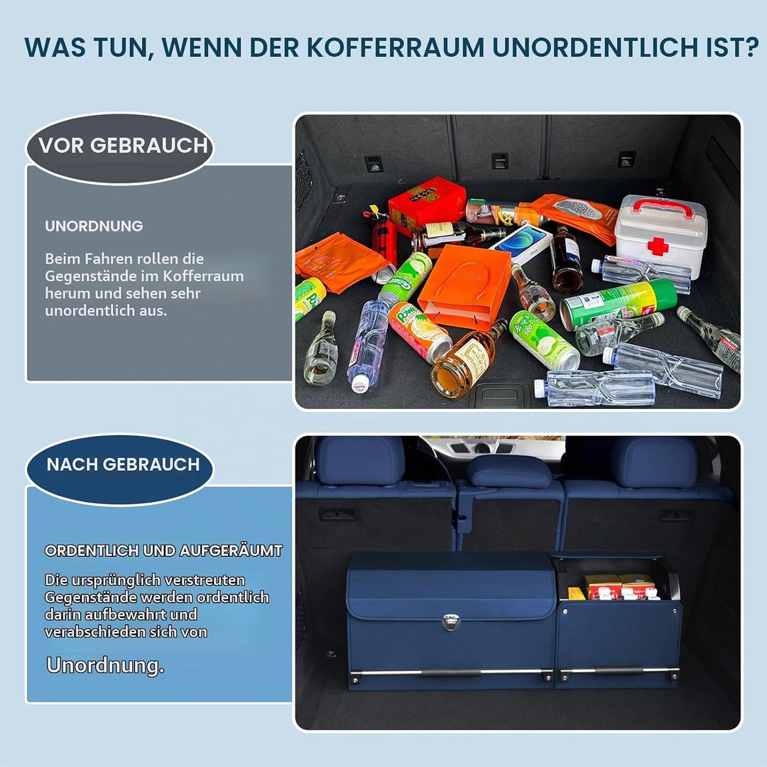 Auto Kofferraum Organizer mit Deckel – 2-in-1 Modulares XXL-Aufbewahrungsbox, Multifunktionaler Koff