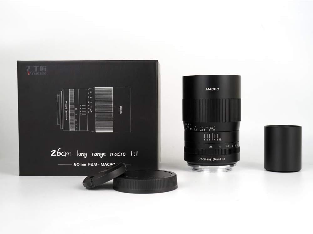 7artisans 60 mm F2.8 Makro APS-C Weitwinkelobjektiv für Sony Emount Kameras wie A7 A7II A7R A7RII A7