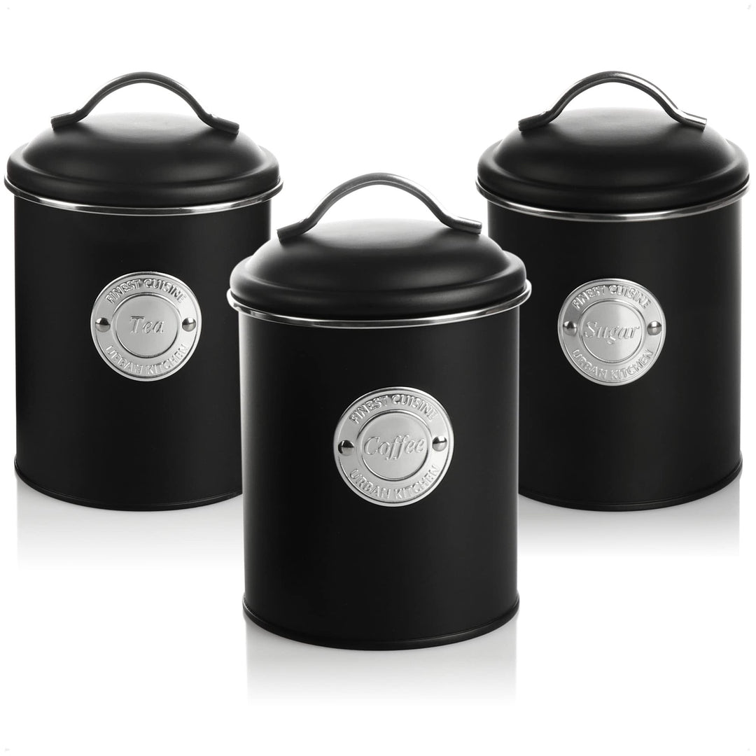 com-four® 3x Kaffeedose - Dekorative Vorratsdosen in 3 Designs - Aufbewahrungsbehälter mit Deckel fü