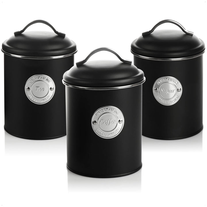 com-four® 3x Kaffeedose - Dekorative Vorratsdosen in 3 Designs - Aufbewahrungsbehälter mit Deckel fü