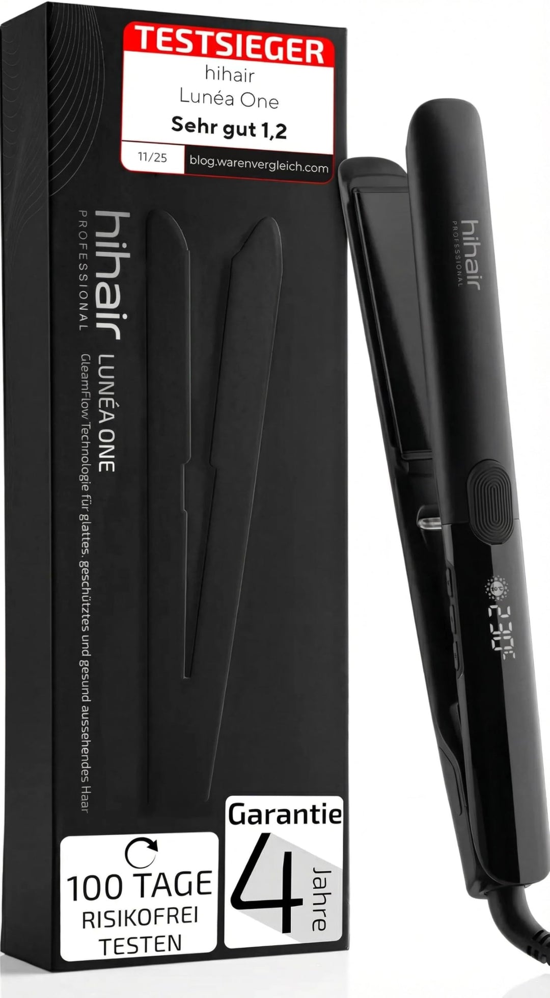 Glätteisen – Für weniger Frizz & schonendes Styling – 100 Tage risikofrei testen – Mit LCD-Display &