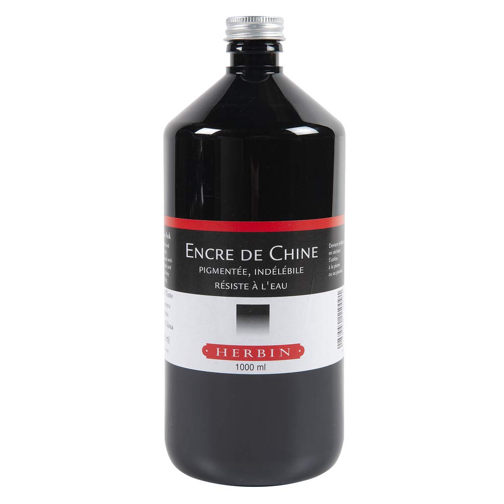 J.Herbin 11009T Chinatusche, 1000 ml, schwarz 1 L, 1 L