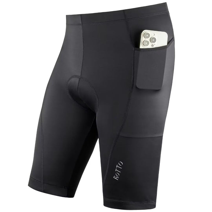 ROTTO Radlerhose Herren Fahrradhose Kurz Radhose Gepolstert Gemütlich stossfeste S 01 Schwarz(mit Ta