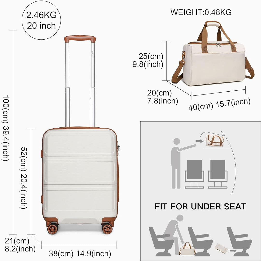 KONO 55cm Handgepäck-Koffer Trolley Set 2 Teilig Gepäcksets, Kleiner Koffer mit Rollen Handgepäck Se