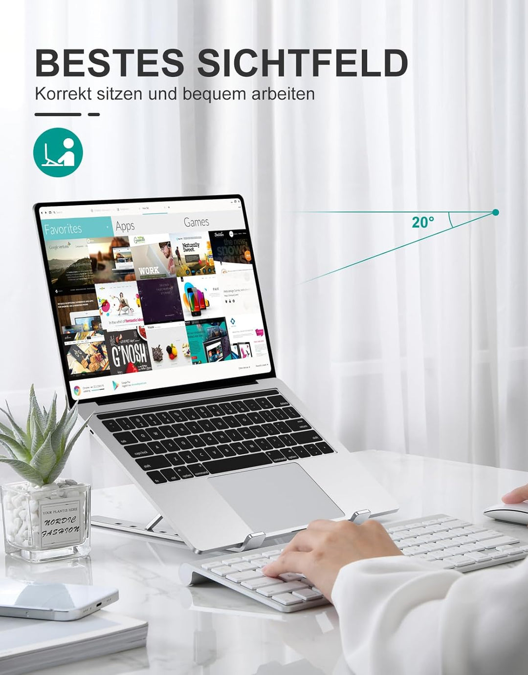 Babacom Laptop Ständer, Belüfteter Faltbarer Aluminium Notebook Ständer für Kühlung, Verstellbare La