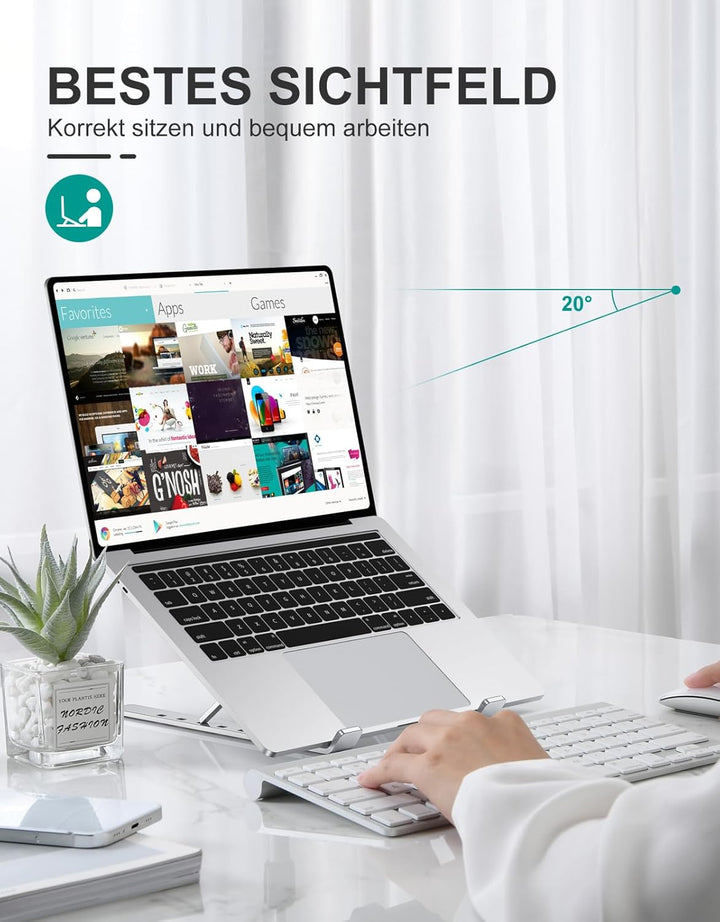 Babacom Laptop Ständer, Belüfteter Faltbarer Aluminium Notebook Ständer für Kühlung, Verstellbare La