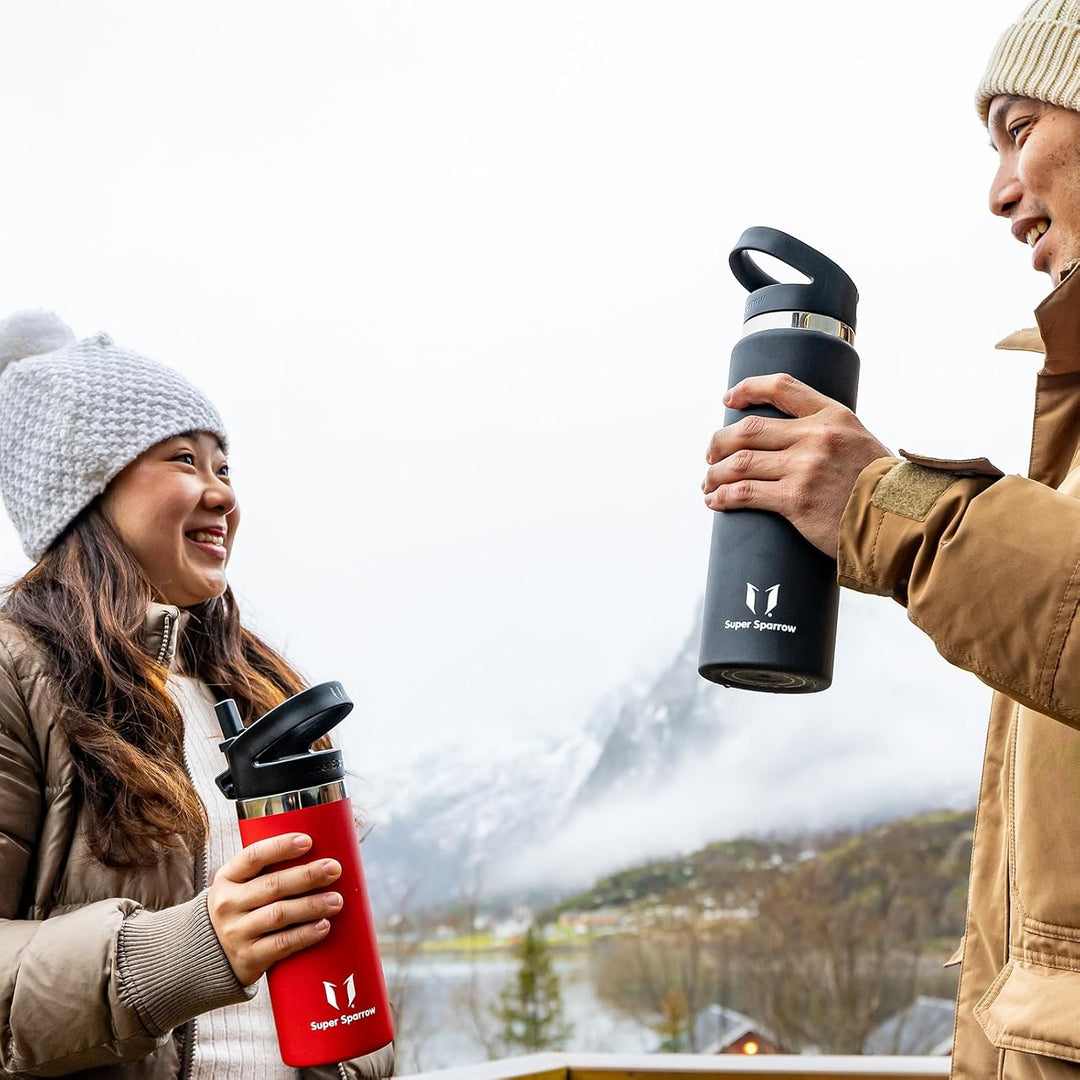 Super Sparrow Trinkflasche Edelstahl 750ml - Breite Öffnung SwivelSip Thermosflasche - BPA-Frei Ther