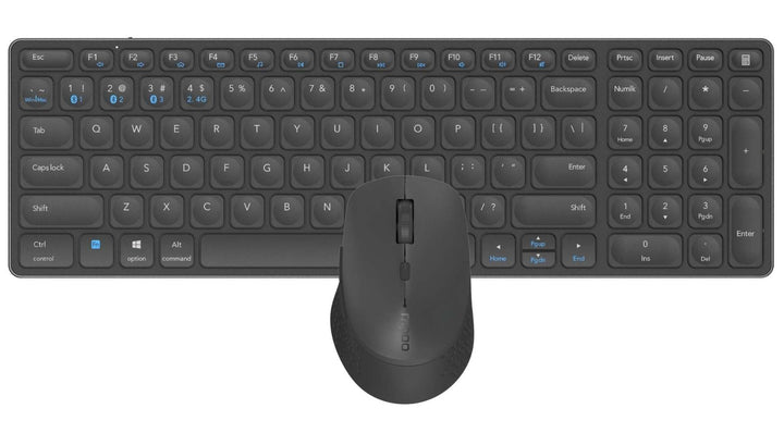 RAPOO | Kabellose Tastatur und Maus 9700M (QWERTY-Tastatur und ergonomische Bluetooth-Maus, kompatib
