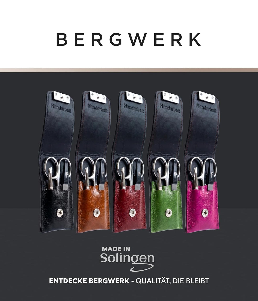 Solingen Echt Leder Maniküre Set 3 teilig - Schwarz - Maniküre Set Damen &amp; Herren, Leder LWG zertifi