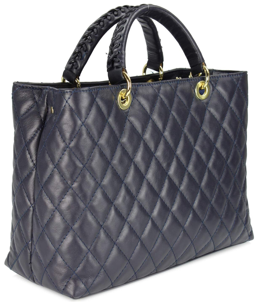Belli edle italienische Echt Nappa Leder Damentasche Henkeltasche Umhängetasche gesteppt - 34x25x17