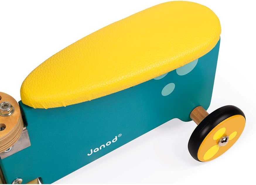 Janod - Hippopotamus Wooden Ride-On for Children - Ergonomic Handles and Silent Wheels - Storage Com