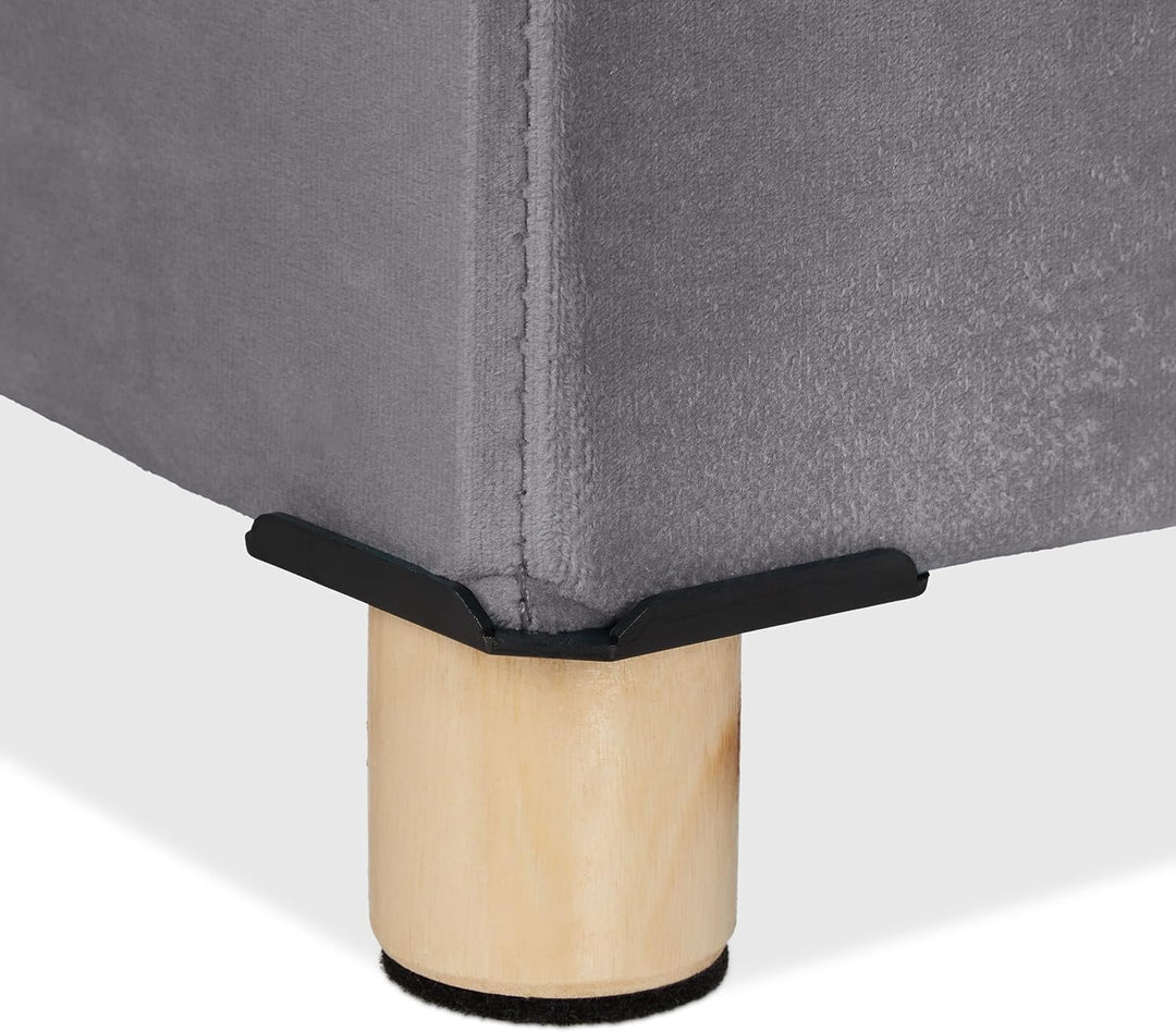 Relaxdays Sitzbank mit Stauraum, Polster, Samtbezug, Holzfüsse, bis 120 kg, faltbar, Sitztruhe HBT 3