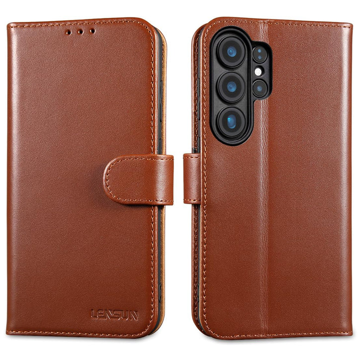 LENSUN Lederhülle für Samsung Galaxy S26 Ultra, Handyhülle [Echtes Leder] [RFID Schutz] Echtleder Hü