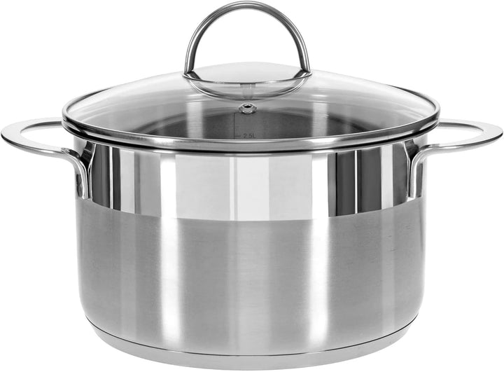 GRÄWE Kochtopf inkl. Glasdeckel, 3 l, Spülmaschinengeeignet, Topf für Induktion, Edelstahl, Ø 20 cm,