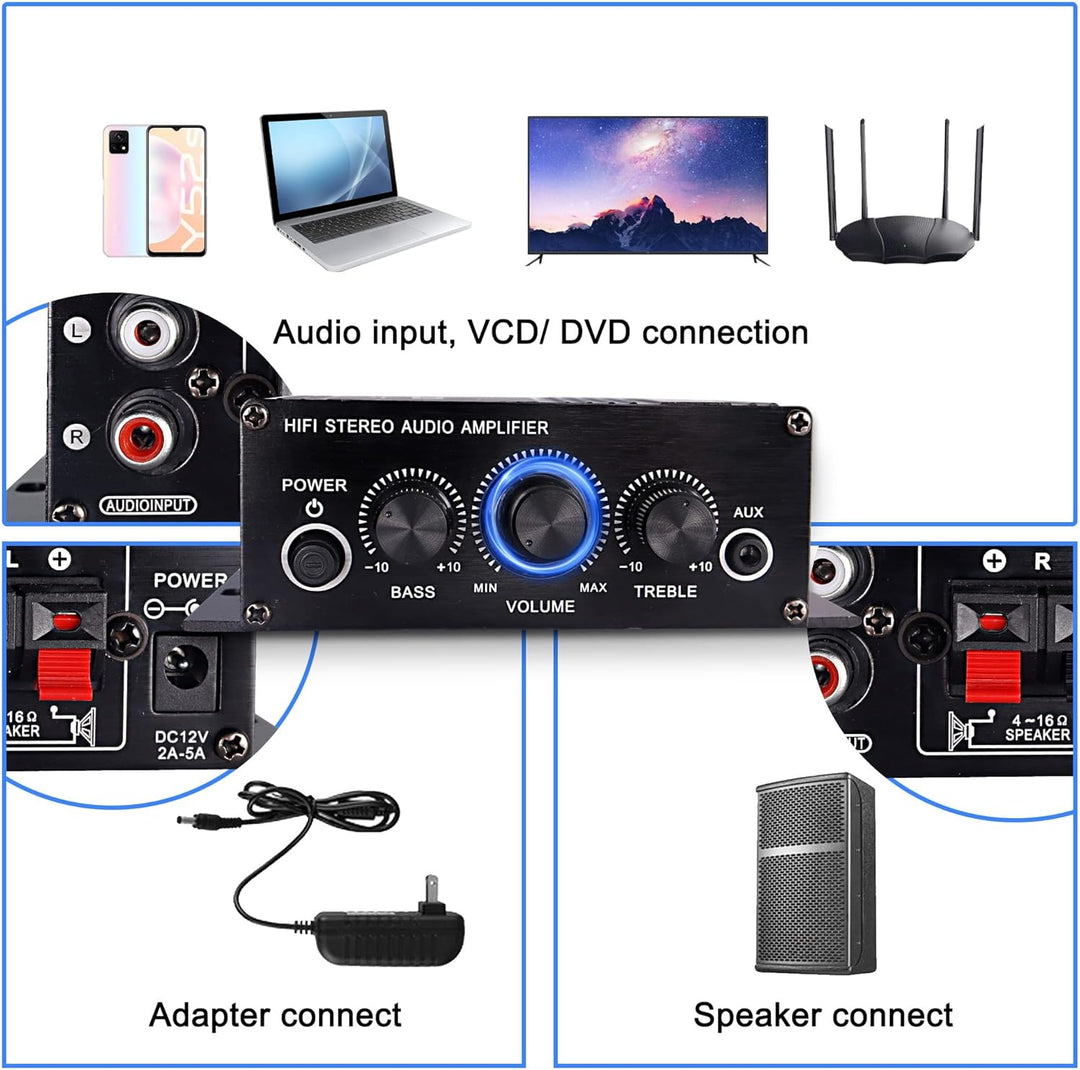 12V HiFi Stereo Audio Verstärker für Auto 2 Kanal HiFi Bass Audio Subwoofer Verstärker für Autos CD