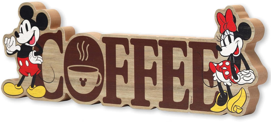 Open Road Brands Disney Mickey Mouse und Minnie Mouse Tischdekoration aus Kaffeeholz – entzückende D