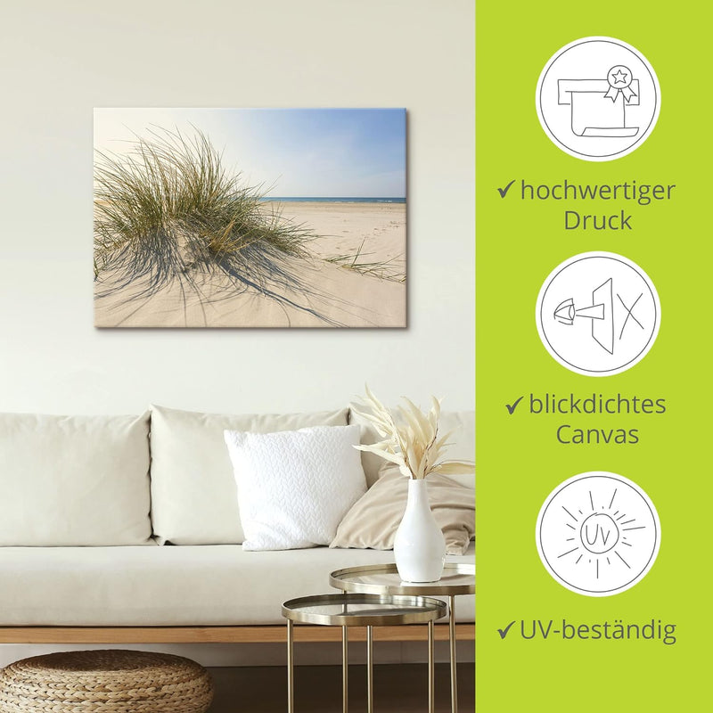 ARTland Leinwandbilder Wandbild Bild Leinwand 100x70 cm Strand Meer Dünen Küste Meerblick Sommer Son