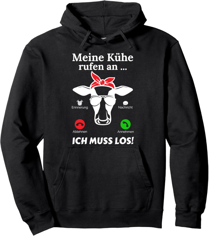 Meine Kühe rufen an Spruch Landwirtschaft Trecker Biobauer Pullover Hoodie