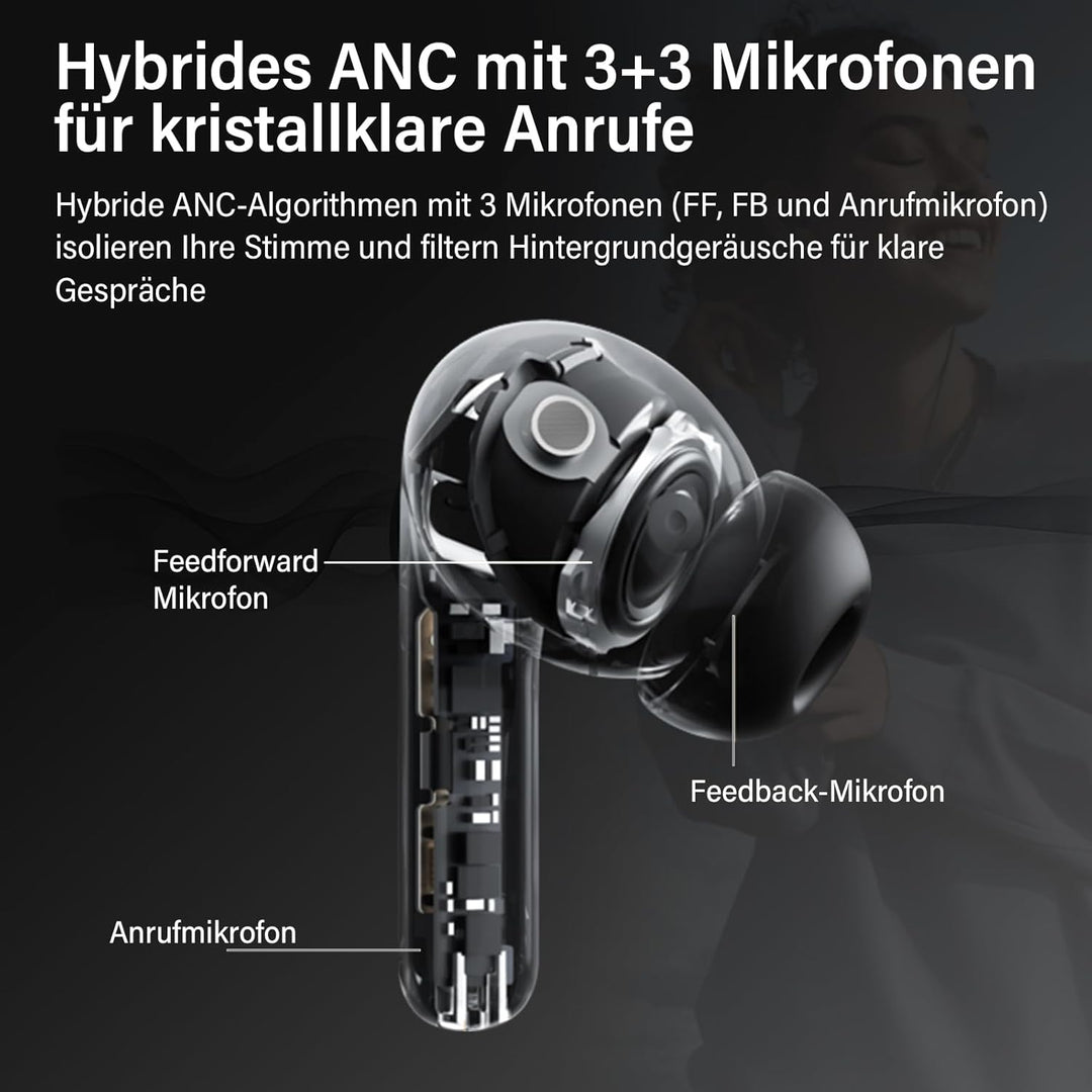 Bluetooth Kopfhörer mit Hybride Aktive Geräuschunterdrückung, In Ear Kopfhörer Kabellos Bluetooth 5.