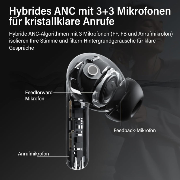Bluetooth Kopfhörer mit Hybride Aktive Geräuschunterdrückung, In Ear Kopfhörer Kabellos Bluetooth 5.