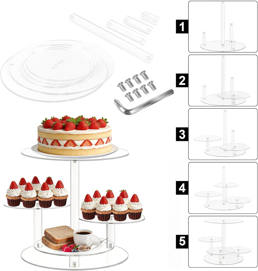 4 Etagen Acryl Cupcake Ständer, Kombination Kuchenständer für Desserts, Donuts, Kekse, Hochzeit & Ge