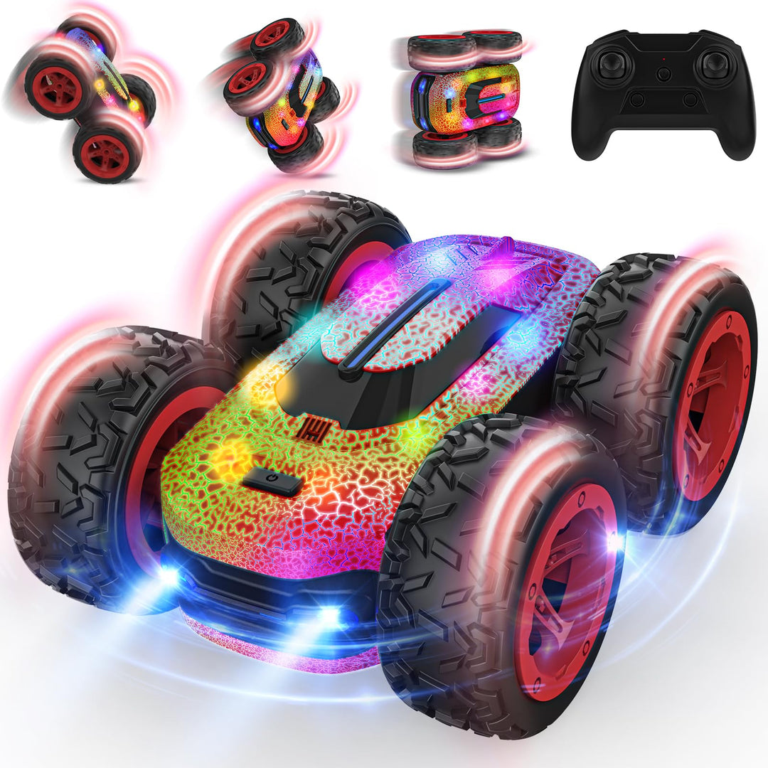 Ferngesteuertes Auto ab 3 4 5 6 7 8 9 Jahre, 4WD RC Auto Kinder 2.4Ghz 360°LED Blinken Stunt Drift C