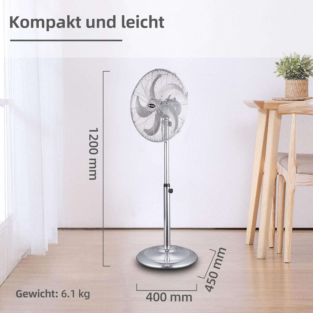 Be Cool Standventilator 40cm Super Silent BC40MSTF2205SS – Super Silent, Ø 40 cm, 50 Watt, stufenlos