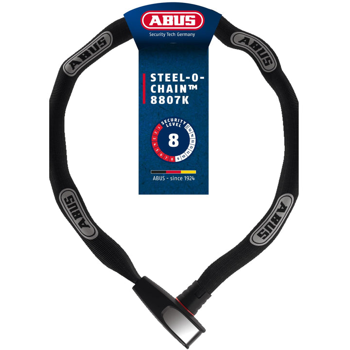 ABUS Kettenschloss Steel-O-Chain 8807K – Flexibles Fahrradschloss aus gehärtetem Stahl – ABUS-Sicher