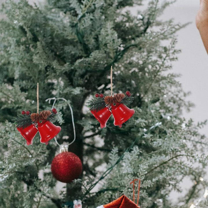 IMIKEYA 6 Stück Glöckchen Weihnachtsbaumschmuck: rustikale Weihnachtsglocke Metall Rot Vintage Glock