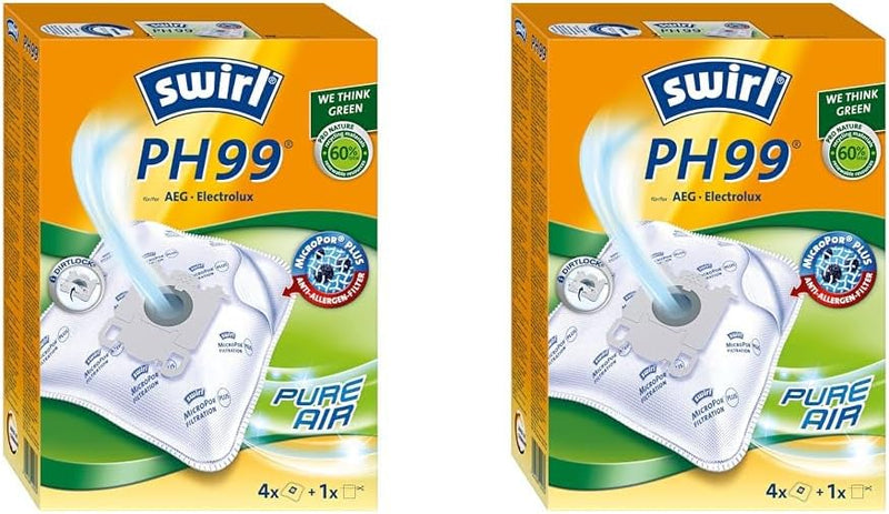 Swirl PH 99 EcoPor Staubsaugerbeutel für AEG, Electrolux, 4 Beutel (Packung mit 2) 2er Pack, 2er Pac