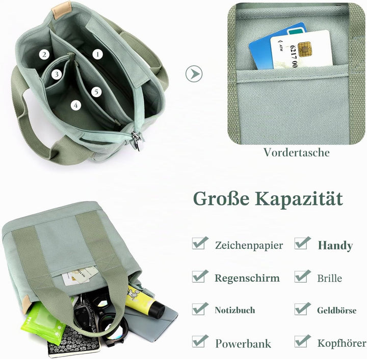 CORIOS Damen Handtasche Canvas Tragetasche Casual Henkeltasche Tote Beutel Multifunktionale Henkelta