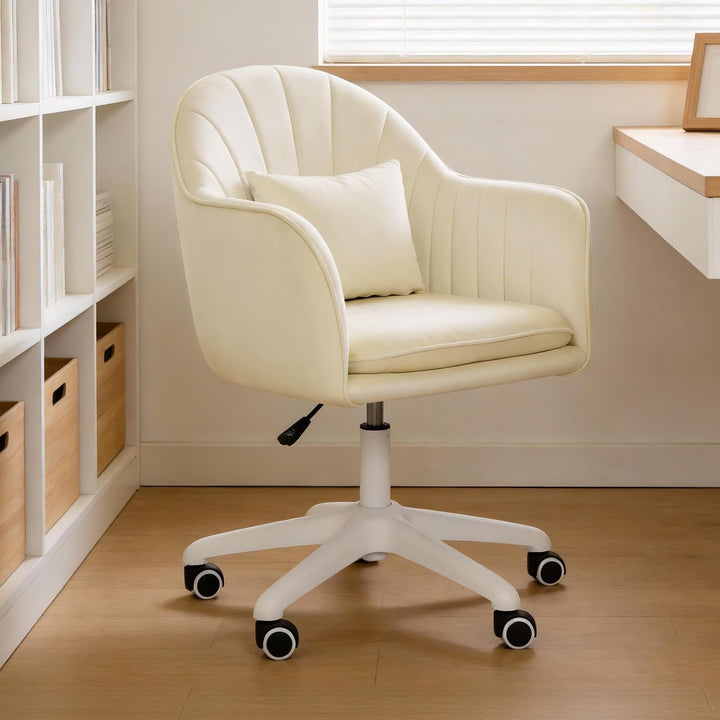 Ergonomischer Bürostuhl, 360°Drehstuhl mit Kopfkissen, Höhenverstellbarer Schreibtischstuhl, Schmink