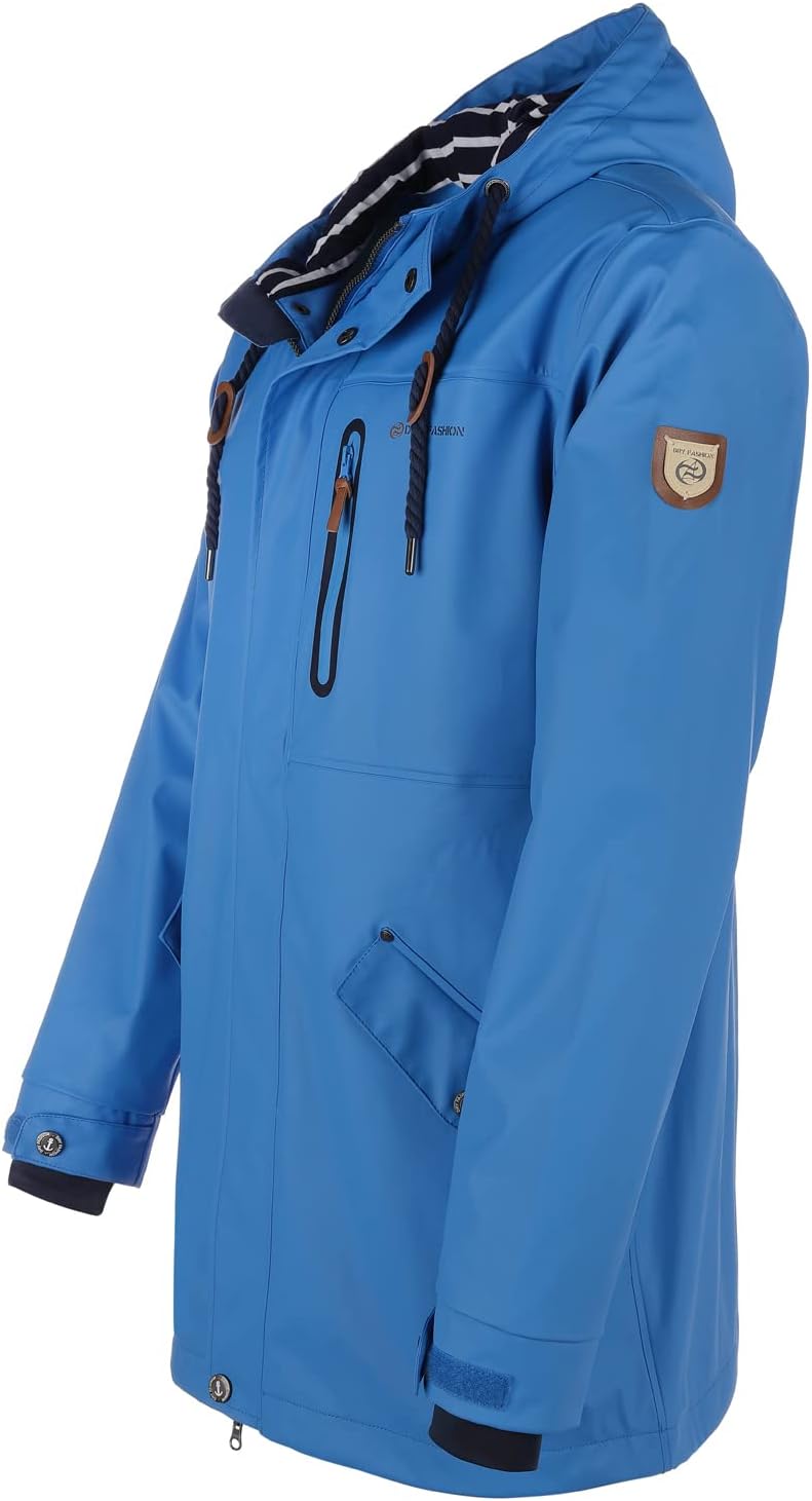 Dry Fashion Herren PU-Parka Lübeck - Regenjacke Herren Wasserdicht Winddicht Reissverschluss Outdoor