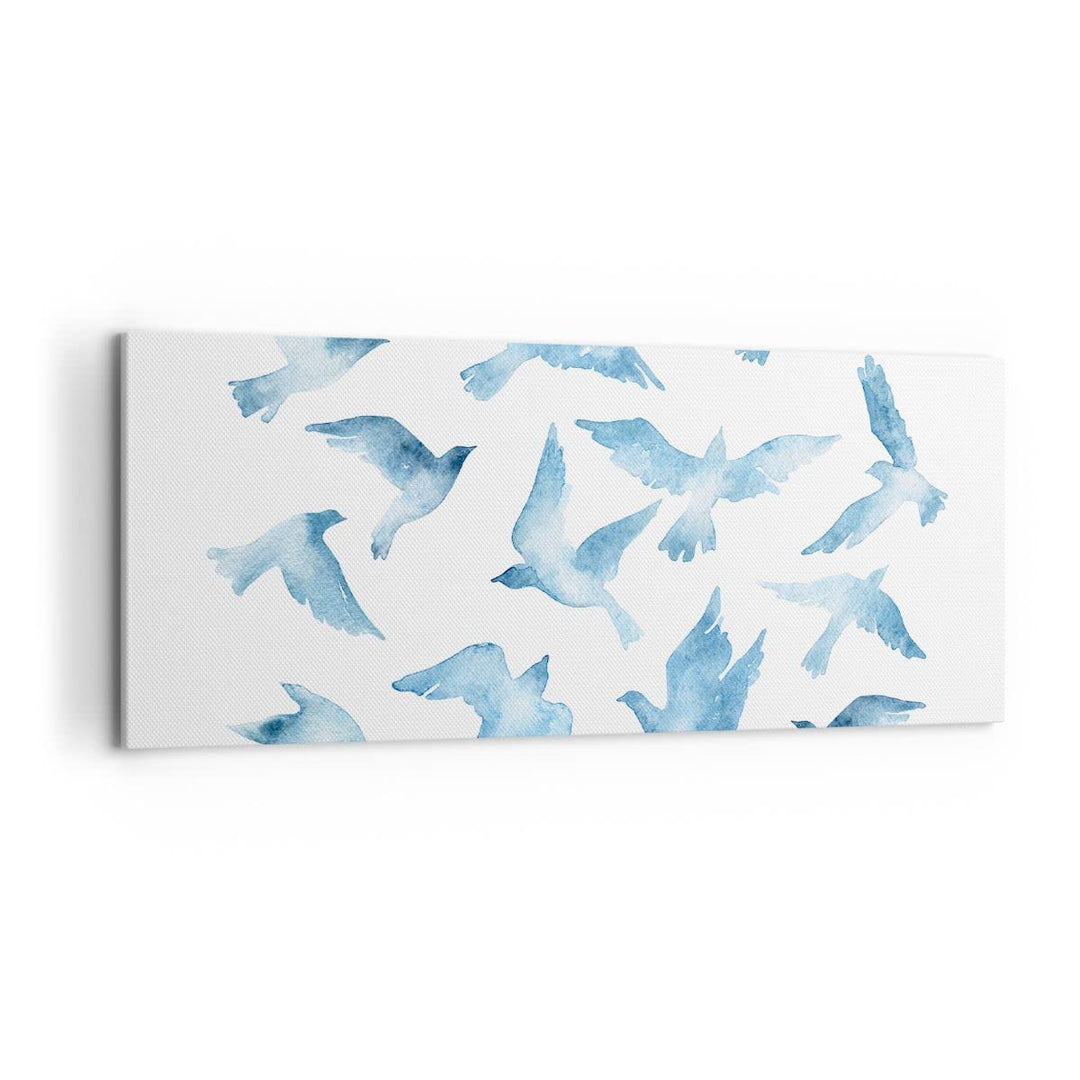 Wandbilder Dekoration Wohnzimmer Vögel digital Wolke Taube Panorama Bilder auf Leinwand 120x50cm Lei