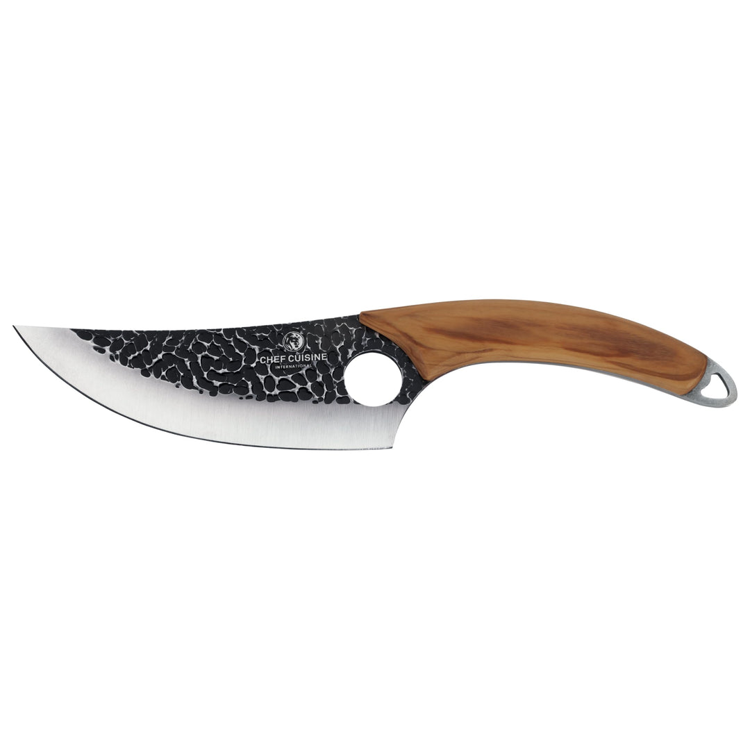 CHEF CUISINE BBQ Fleischmesser mit Griff aus Olivenholz, 13,5 cm, Antihaft-Carbon-like-Beschichtung,