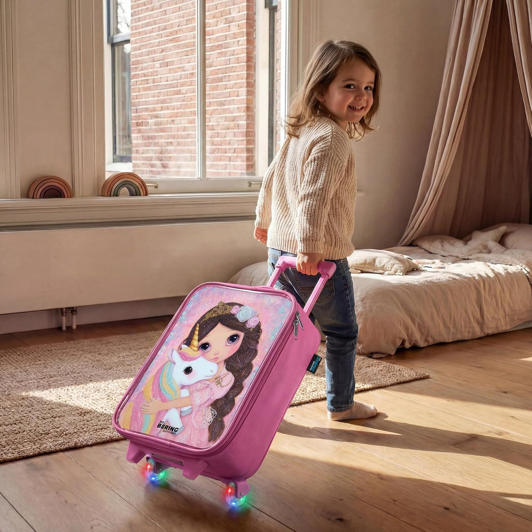 NoBoringSuitcases.com® Kinderkoffer Rosa Klein 48x31x19 cm Reisekoffer Pink Kleiner Kinder Koffer mi